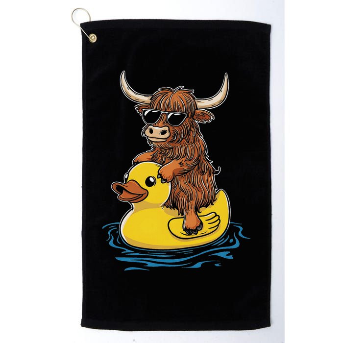 Cute Highland Cow Duck Pool Float Summer Vibes Swimming Golf Towel