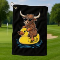 Cute Highland Cow Duck Pool Float Summer Vibes Swimming Golf Towel