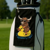 Cute Highland Cow Duck Pool Float Summer Vibes Swimming Golf Towel