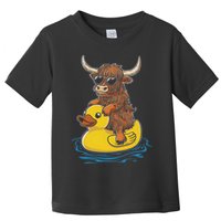Cute Highland Cow Duck Pool Float Summer Vibes Swimming Toddler T-Shirt