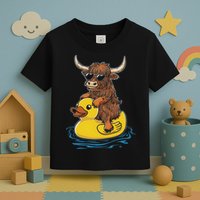 Cute Highland Cow Duck Pool Float Summer Vibes Swimming Toddler T-Shirt