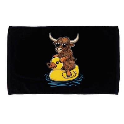 Cute Highland Cow Duck Pool Float Summer Vibes Swimming Microfiber Hand Towel