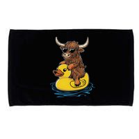 Cute Highland Cow Duck Pool Float Summer Vibes Swimming Microfiber Hand Towel