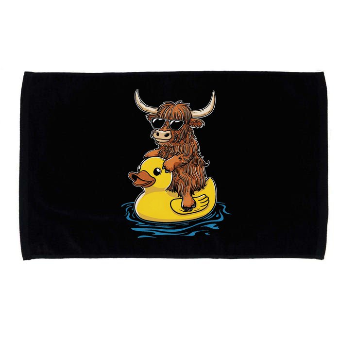 Cute Highland Cow Duck Pool Float Summer Vibes Swimming Microfiber Hand Towel
