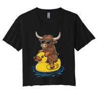 Cute Highland Cow Duck Pool Float Summer Vibes Swimming Crop Top