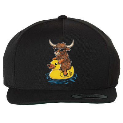 Cute Highland Cow Duck Pool Float Summer Vibes Swimming Wool Snapback Cap
