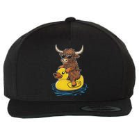 Cute Highland Cow Duck Pool Float Summer Vibes Swimming Wool Snapback Cap