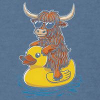 Cute Highland Cow Duck Pool Float Summer Vibes Swimming Garment-Dyed Sweatshirt
