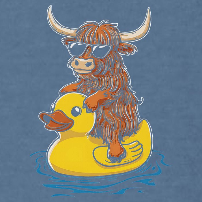 Cute Highland Cow Duck Pool Float Summer Vibes Swimming Garment-Dyed Sweatshirt