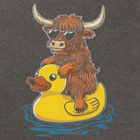 Cute Highland Cow Duck Pool Float Summer Vibes Swimming Cotton Canvas Backpack