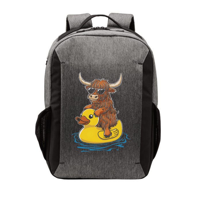 Cute Highland Cow Duck Pool Float Summer Vibes Swimming Vector Backpack