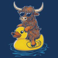 Cute Highland Cow Duck Pool Float Summer Vibes Swimming Infant Baby Jersey Bodysuit