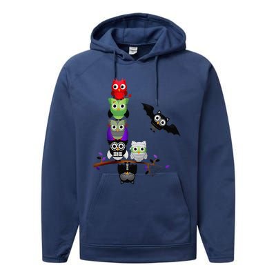 Cute Halloween Classic Monsters Spooky Owls Performance Fleece Hoodie