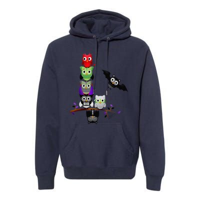 Cute Halloween Classic Monsters Spooky Owls Premium Hoodie