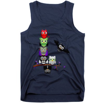 Cute Halloween Classic Monsters Spooky Owls Tank Top