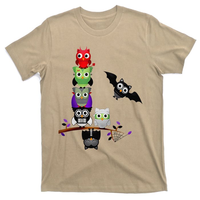 Cute Halloween Classic Monsters Spooky Owls T-Shirt