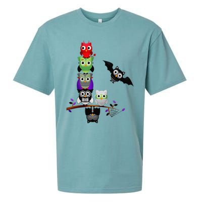 Cute Halloween Classic Monsters Spooky Owls Sueded Cloud Jersey T-Shirt