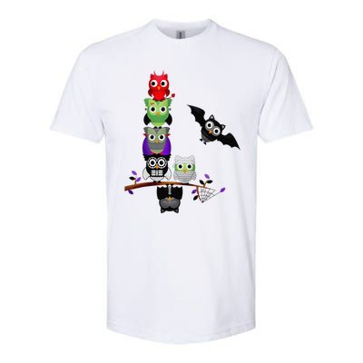 Cute Halloween Classic Monsters Spooky Owls Softstyle CVC T-Shirt