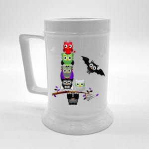 Cute Halloween Classic Monsters Spooky Owls Beer Stein