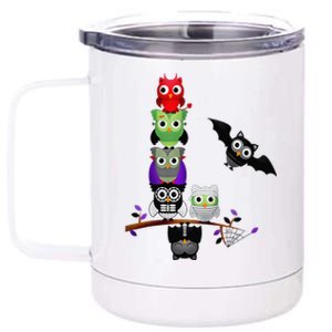 Cute Halloween Classic Monsters Spooky Owls 12 oz Stainless Steel Tumbler Cup