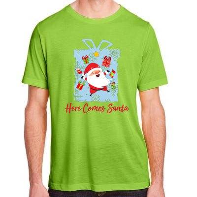 Christmas Here Comes Santa Gift Box Adult ChromaSoft Performance T-Shirt