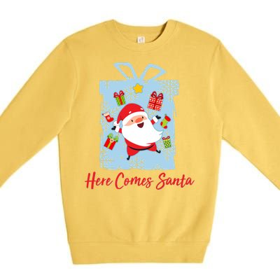 Christmas Here Comes Santa Gift Box Premium Crewneck Sweatshirt