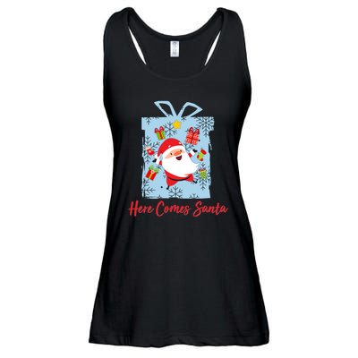Christmas Here Comes Santa Gift Box Ladies Essential Flowy Tank