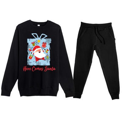 Christmas Here Comes Santa Gift Box Premium Crewneck Sweatsuit Set