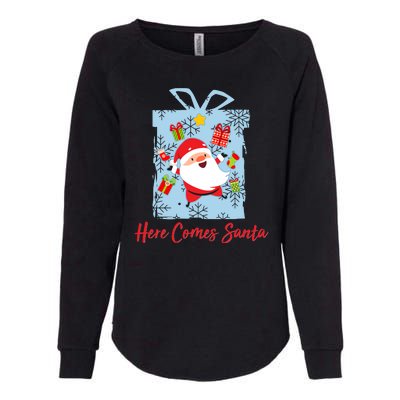 Christmas Here Comes Santa Gift Box Womens California Wash Sweatshirt