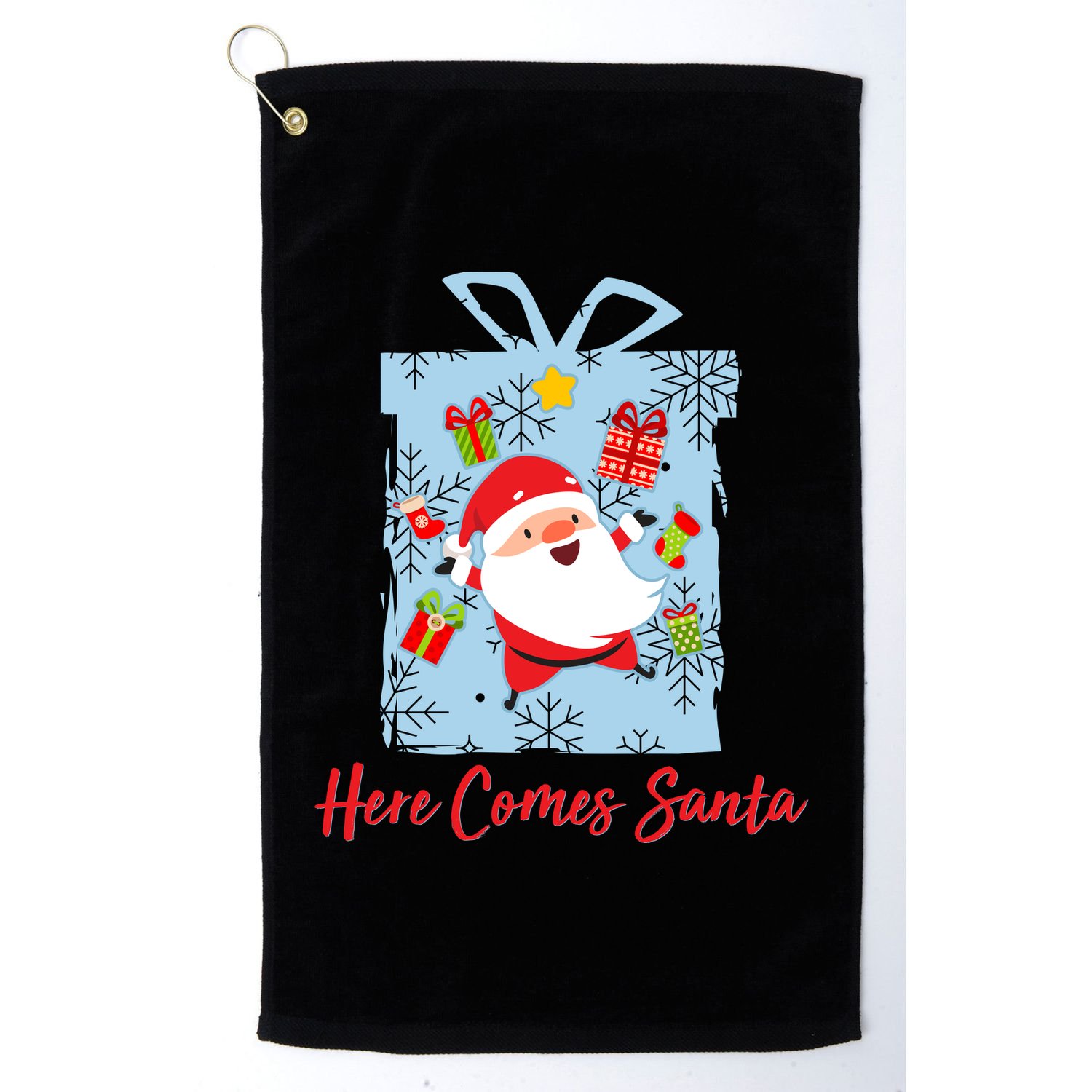 Christmas Here Comes Santa Gift Box Golf Towel