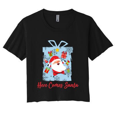 Christmas Here Comes Santa Gift Box Crop Top