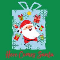 Christmas Here Comes Santa Gift Box Button