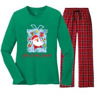 Christmas Here Comes Santa Gift Box Women's Long Sleeve Flannel Pajama Set 