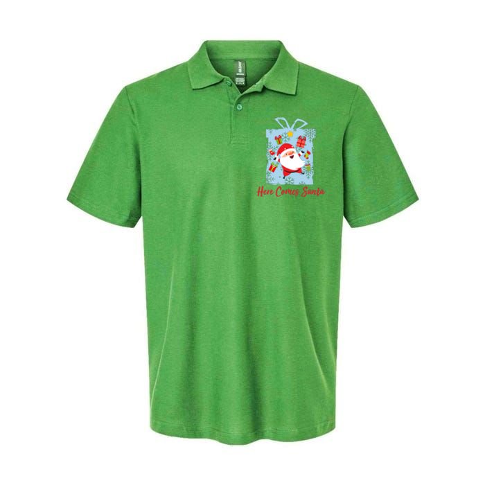 Christmas Here Comes Santa Gift Box Softstyle Adult Sport Polo