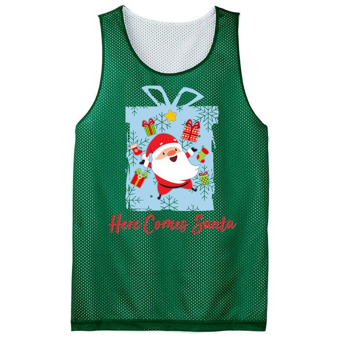 Christmas Here Comes Santa Gift Box Mesh Reversible Basketball Jersey Tank