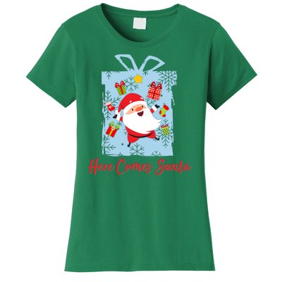 Christmas Here Comes Santa Gift Box Women's T-Shirt