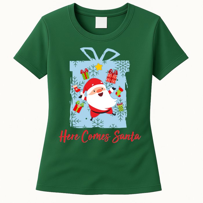 Christmas Here Comes Santa Gift Box Women's T-Shirt