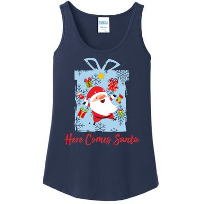 Christmas Here Comes Santa Gift Box Ladies Essential Tank