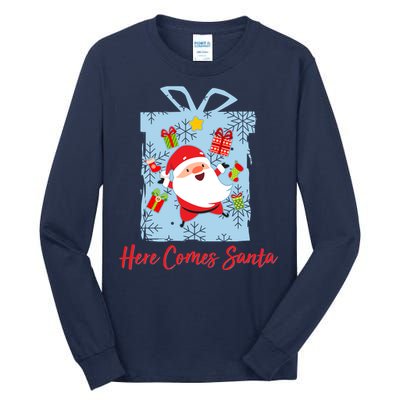 Christmas Here Comes Santa Gift Box Tall Long Sleeve T-Shirt