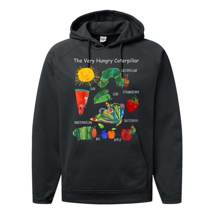 Cute Hungry Caterpillar Teacher Kindergarten Back To School Performance Fleece Hoodie