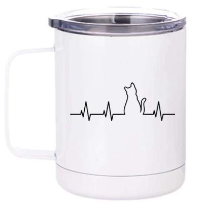 Cat Heartbeat 12 oz Stainless Steel Tumbler Cup