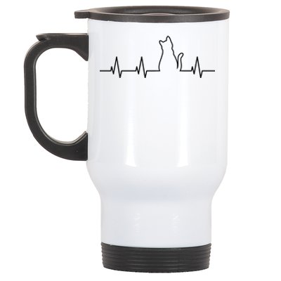 Cat Heartbeat Stainless Steel Travel Mug