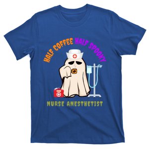 Cute Half Coffee Half Spooky Nurse Anesthetist Halloween Gift T-Shirt