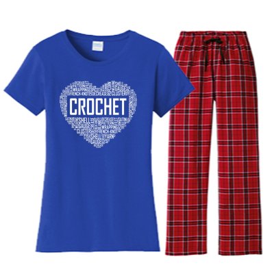 Crochet Heart Crocheting Lover Gift Knitting Funny Gift Women's Flannel Pajama Set