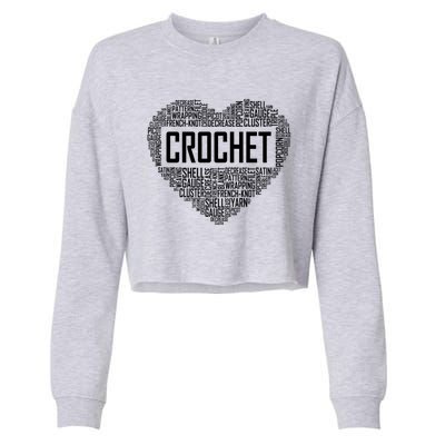 Crochet Heart Crocheting Lover Gift Knitting Funny Gift Cropped Pullover Crew