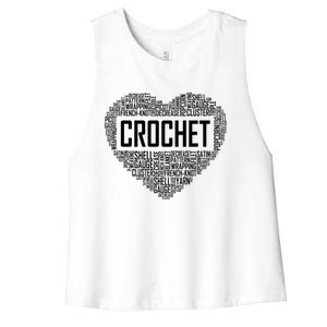 Crochet Heart Crocheting Lover Gift Knitting Funny Gift Women's Racerback Cropped Tank