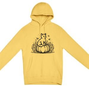 Cute Halloween Cat Setting On A Pumpkin For Cute Cat Lover Premium Pullover Hoodie