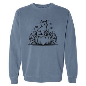 Cute Halloween Cat Setting On A Pumpkin For Cute Cat Lover Garment-Dyed Sweatshirt