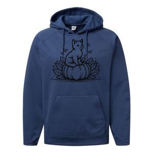 Cute Halloween Cat Setting On A Pumpkin For Cute Cat Lover Performance Fleece Hoodie