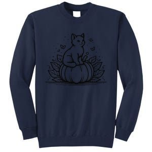 Cute Halloween Cat Setting On A Pumpkin For Cute Cat Lover Tall Sweatshirt